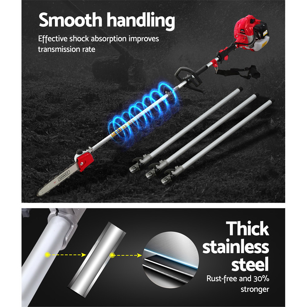 Giantz 62CC Pole Chainsaw Hedge Trimmer 12in Chain Saw 5.6m Long Reach Red โ image 4