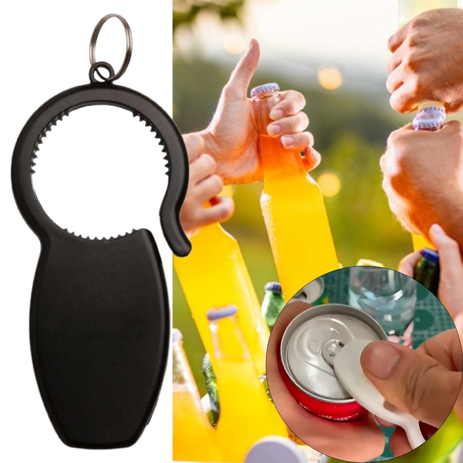 Can Opener Keychain Bottle Opener 3-in-1 Portable Multifunctional Pain-Free Opening for Beer Water Soda Small 4pcs β image 5