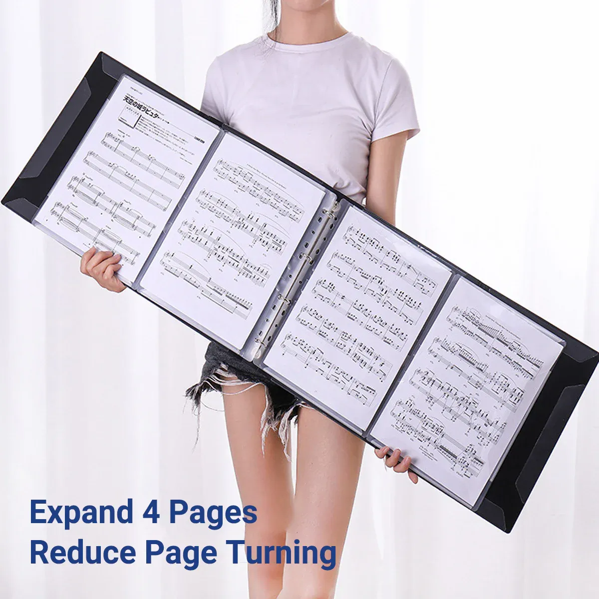 A4 Piano 4 Page Music Sheet Folder Binder Replaceable Inner Core Durable Use — image 4