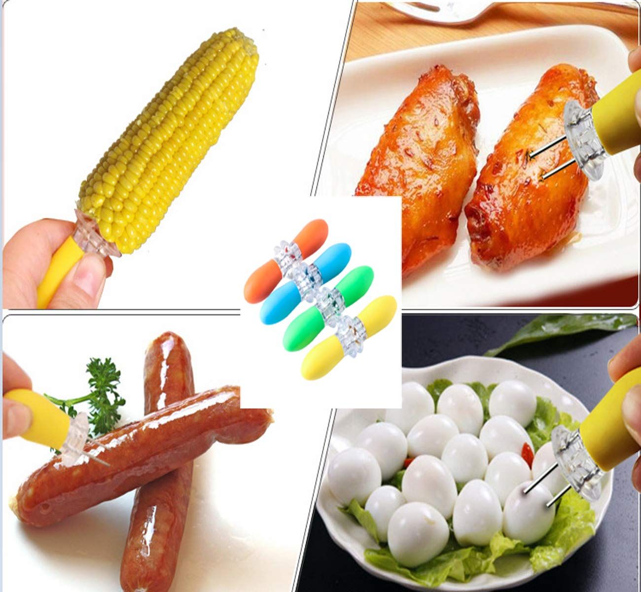 Stainless Steel Corn Holders - Corn on The Skewers for BBQ Twin Prong Sweetcorn Holders Home Cooking Fork,8 Pack — image 3