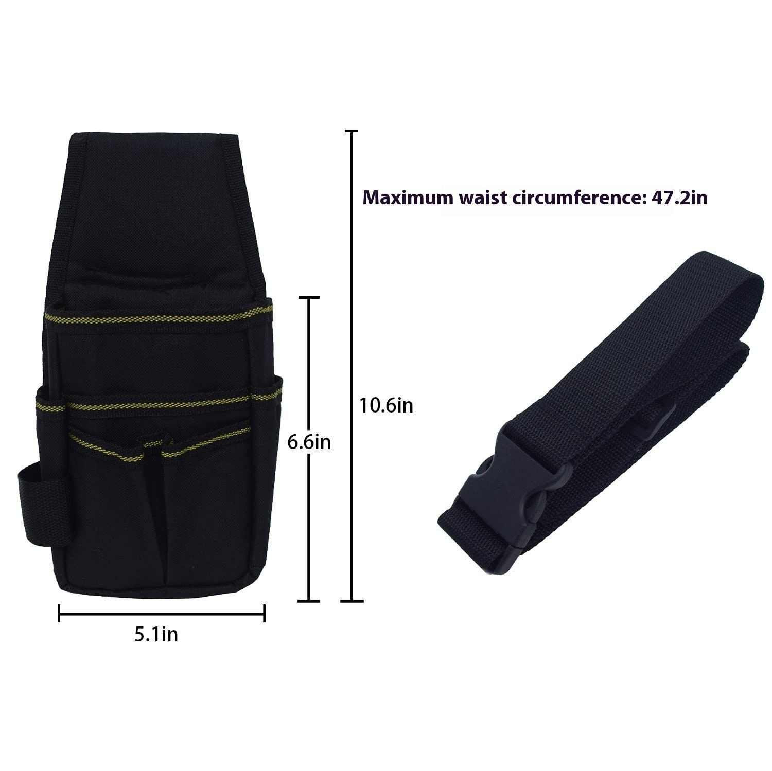 Waist Bag, Canvas Tool Pocket Pouch Belt Mini Pocket Tool Bag with 6 Pockets Adjustable Nylon Belt, Electrician Pouch β image 2