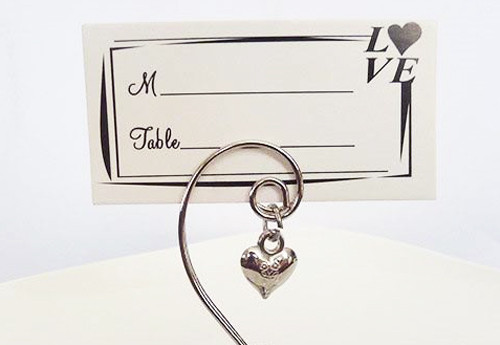 10 Pack of Silver Wedding Kissing Bell Name Card Stand Holder with Heart in Ring Bomboniere Favour Gift โ image 5