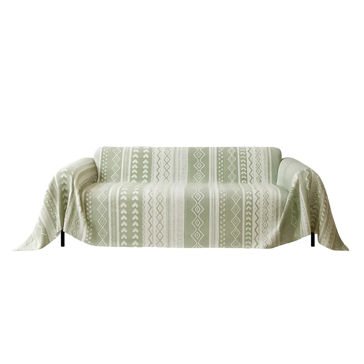 Sofa Cover Modern Geometric Green Breathable Soft for Living Room - 180 x 230cm
