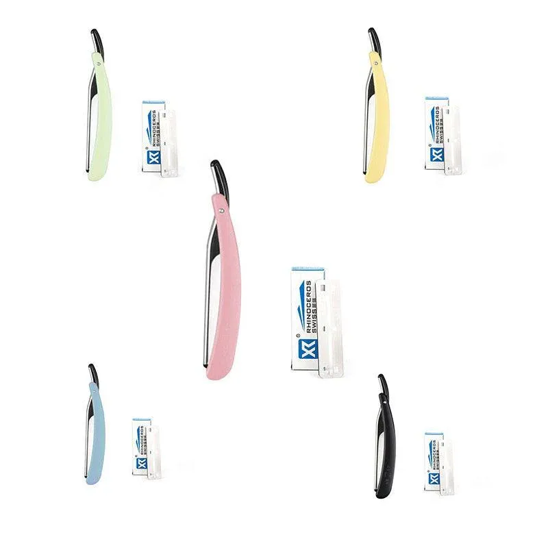 Old Shaver Razor Eyebrow Knife Folding Manual Shaver Holder Home Salon Tool Au - Blue+10PCS Blades β image 3