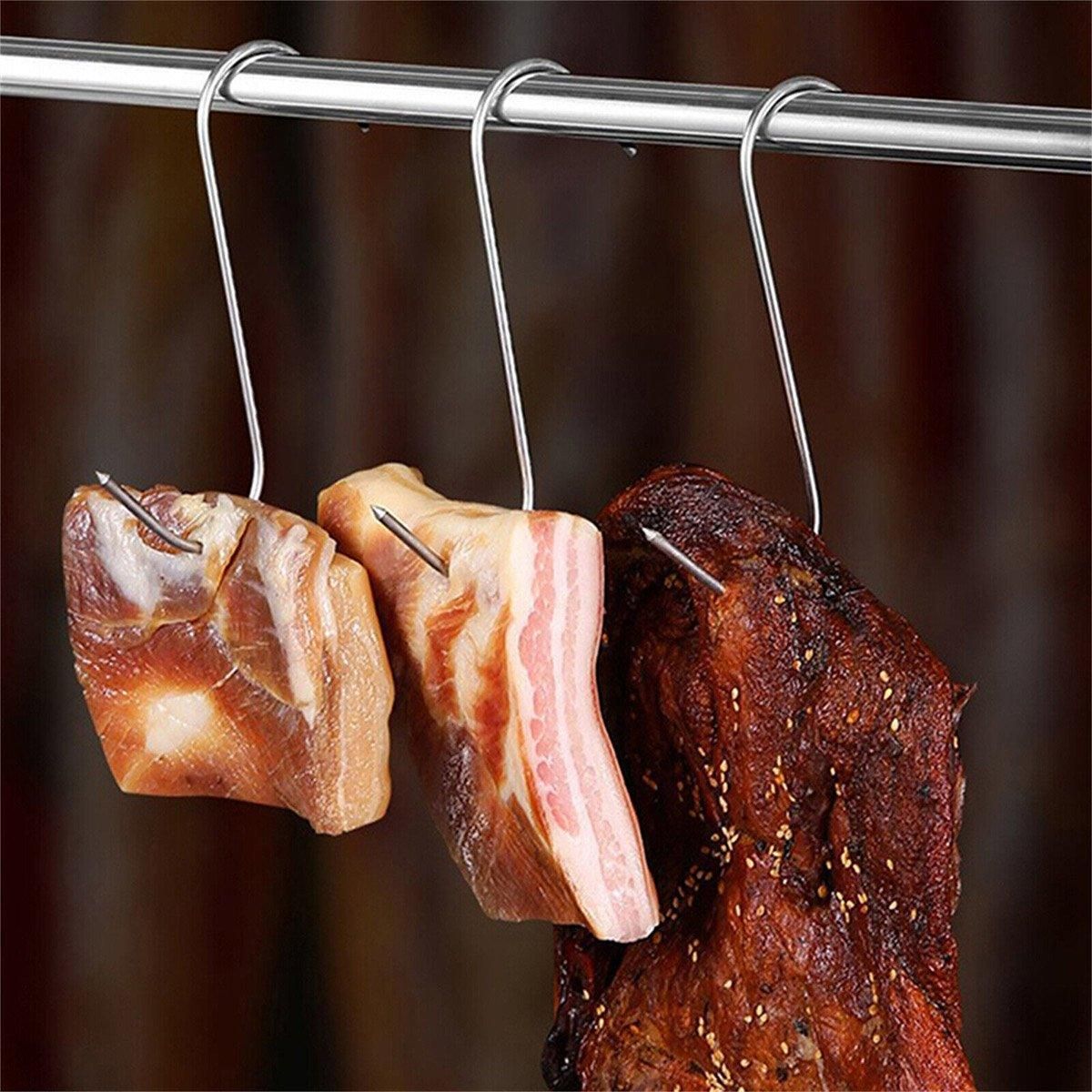 10PCS Steel S Meat Hooks for Beef Pork Lamb Roast Duck BBQ Grill Oven Hanging - L — image 6