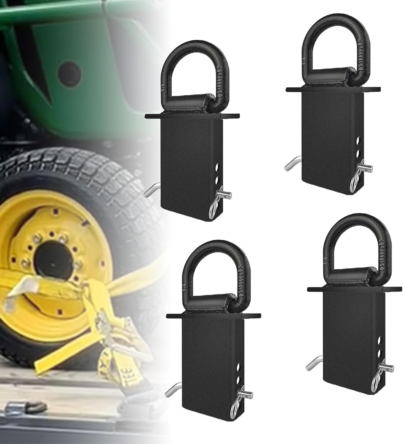 4Pcs 12000lbs Heavy Duty Removable D Ring Stake Pocket tie Down for Utility Trailers and Flatbeds Equipped with Stake Pockets Stake Pocket D-Rings (Pack of 4)