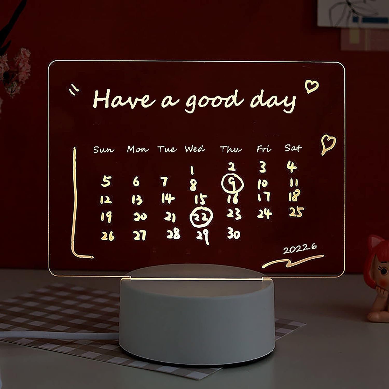 Dry Erase Board with Light Dry Erase Board with Stand as a Glow Memo LED Letter Message Board Note Glass Led Board White โ image 4