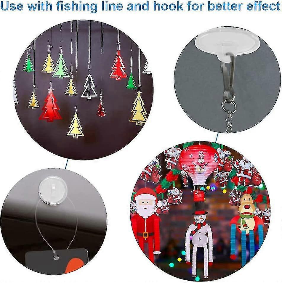 Shibaod_max 50 pcs 20mm Self-Adhesive Ceiling Hooks, Wall Hooks for Suspension, No Drilling Needed, White Plastic Hooks — image 4