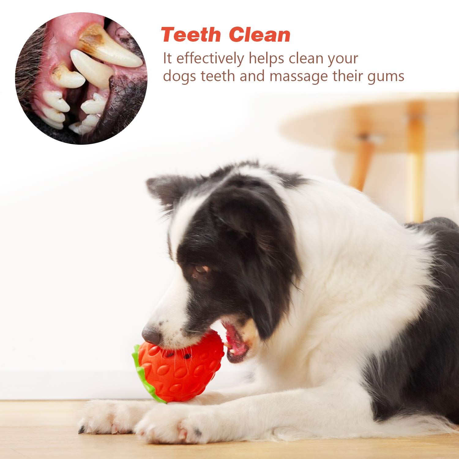 Dog Puzzle Toys, Rubber Dog Chew Toys,Treat Food Dispensing Dog Toys for Teeth Cleaning, Dog Ball Toy, Interactive Dog Enrichment — image 3
