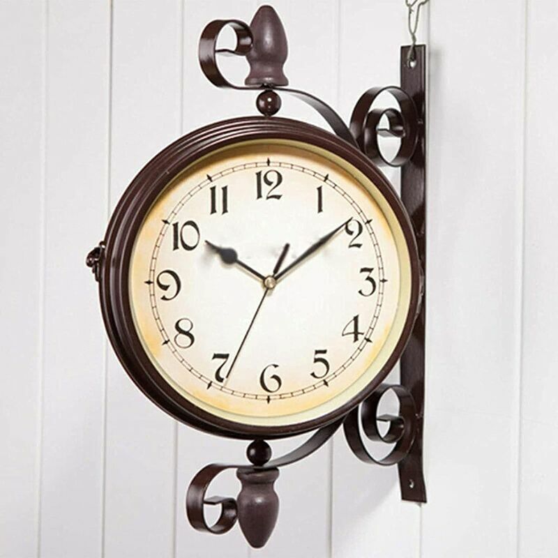 Outdoor Garden Wall Clock Double Sided Vintage Wall Clock Outdoor Indoor Waterproof Decoration Clock