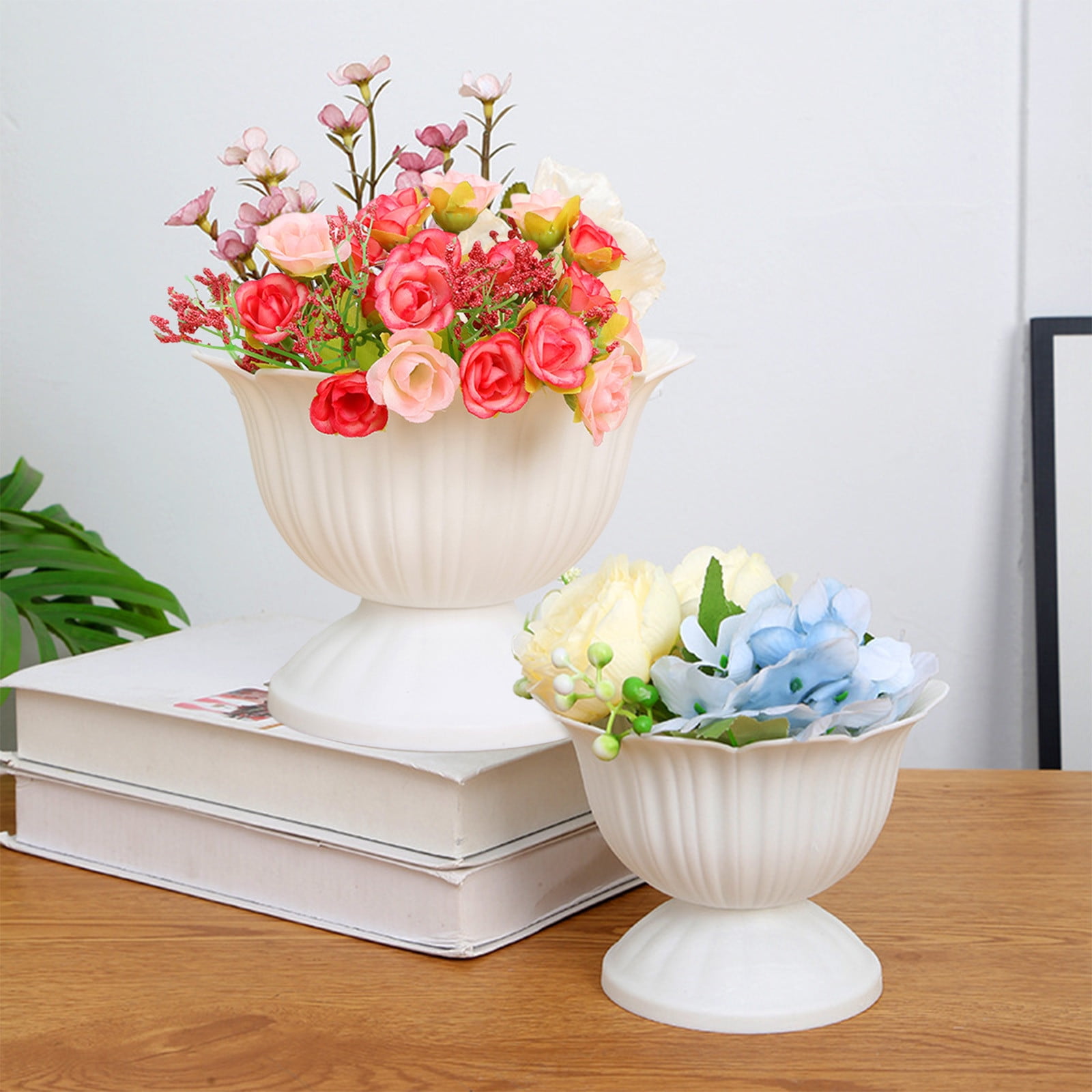 1.1L Thickened Round Bottom Plastic Flower Pot,18x13.5x18cm White Planter for Indoor and Outdoor Plants,Durable and Easy to Clean,Suitable for Various โ image 2