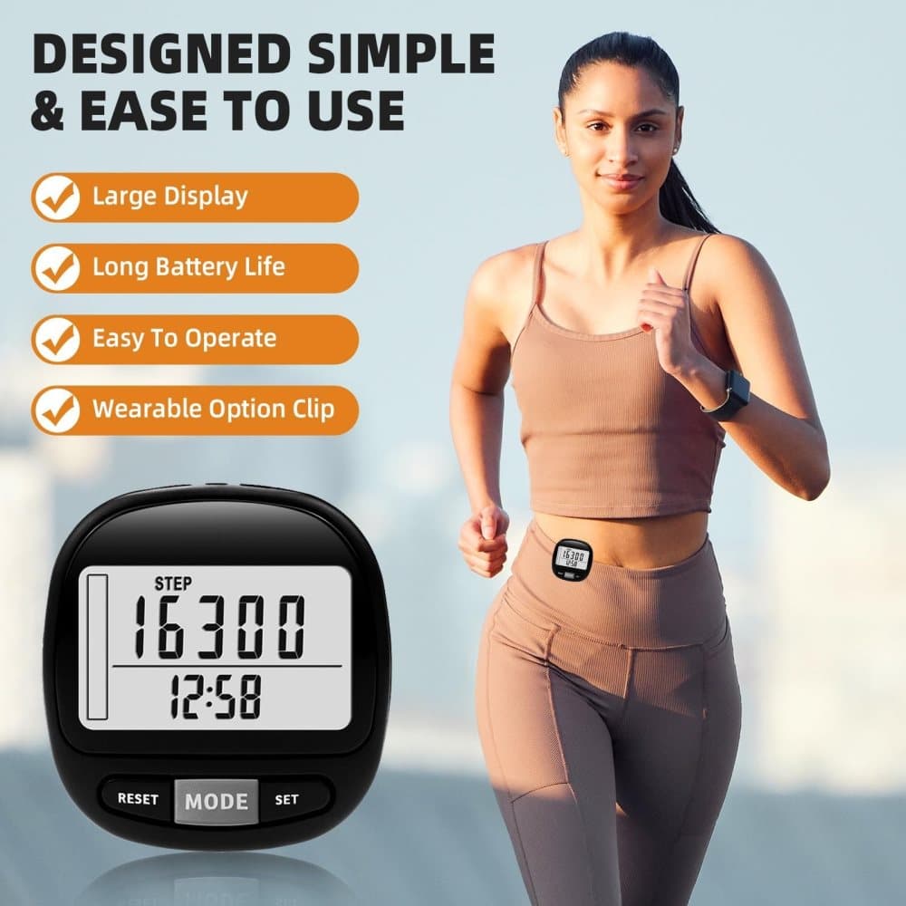 3D Pedometer with Large Screen for Steps Distance and Calories, Precision Meter — image 3