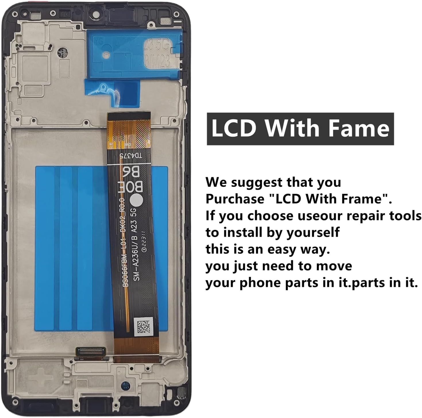 Samsung Galaxy A23 5G Screen Replacement with Frame, 6.6" 120Hz PLS TFT LCD Flat Touch Digitizer, Complete Disassembly Repair Tool Kit for SM-A236U SM-A236U1 โ image 2
