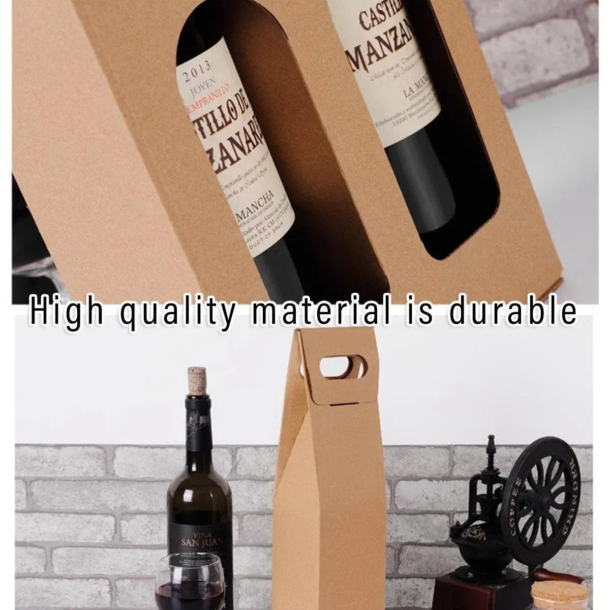 30pcs Kraft Paper Wine Box for Gift Packaging Portable Wine Bottle Storage Box - Double โ image 6
