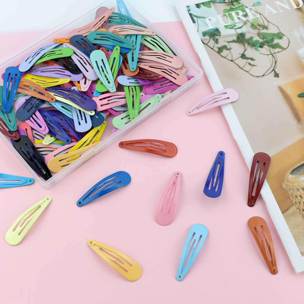 100 Pcs Girls Snap Hair Clips Colorful Barrettes 2 Inch No Slip Metal in 33 Candy Color Glossy Accessories for Women Teens Toddlers Ladies (Assorted Colors) — image 5