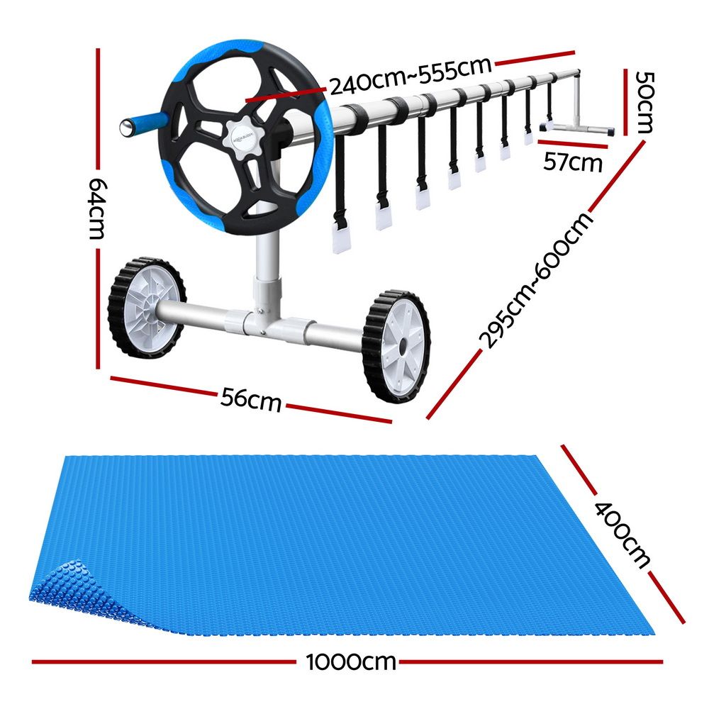 Aquabuddy Pool Cover 500 Micron 10x4m Swimming Pool Solar Blanket 5.5m Roller Blue โ image 2