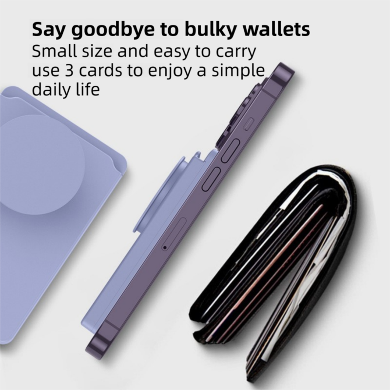 2-Pack 2-in-1 Black Magnetic Card Wallet Integrated Pop Airbag Stand(9.5x6x0.8 CM) - Including Magnetic Ring, for MagSafe Compatible iPhone 14/13/12 Series & โ image 4