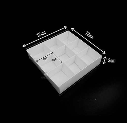 10 Pack of White Card Chocolate Sweet Soap Product Retail Gift Box - 9 bay 4x4x3cm Compartments - Clear Slide On Lid - 12x12x3cm โ image 2