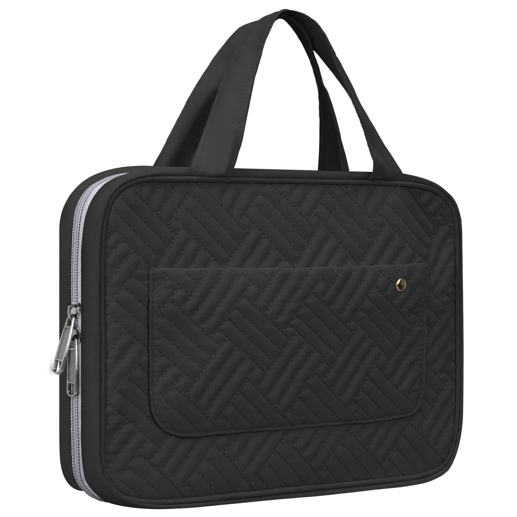 Men's and women's grooming bags, large capacity waterproof travel makeup bags with hooks, 4-panet accessory cosmetic storage bags