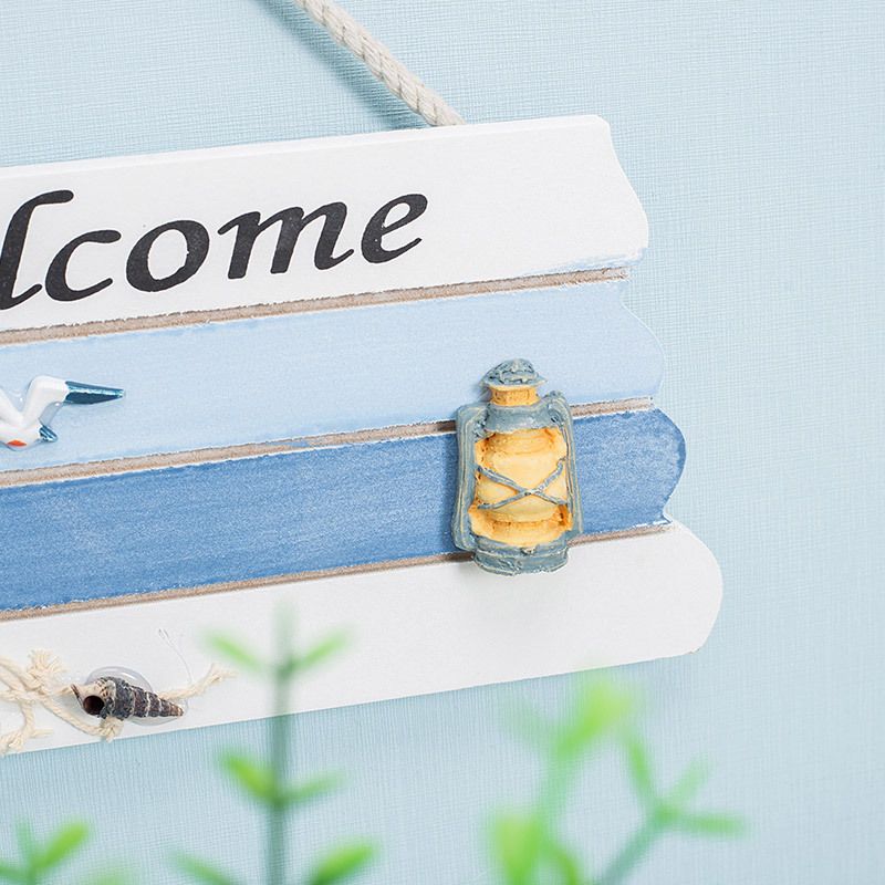 Wooden Welcome Sign Hanging Wall Welcome Sign Board for Beach Boat Ocean Seaside Theme Plaque Ornaments Home Door