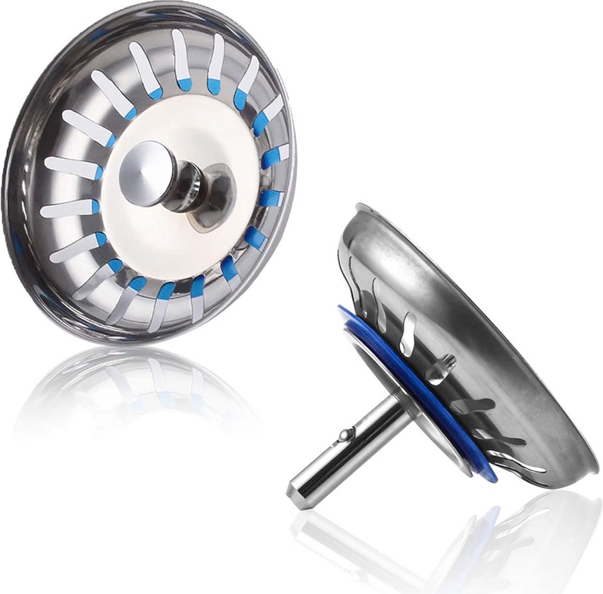 Kitchen Sink Drain Plug 80 mm - 2 Pieces Basket Plug - Sink Strainer Drain Stopper for the Kitchen - Stainless Steel - Universal - Drain Stopper