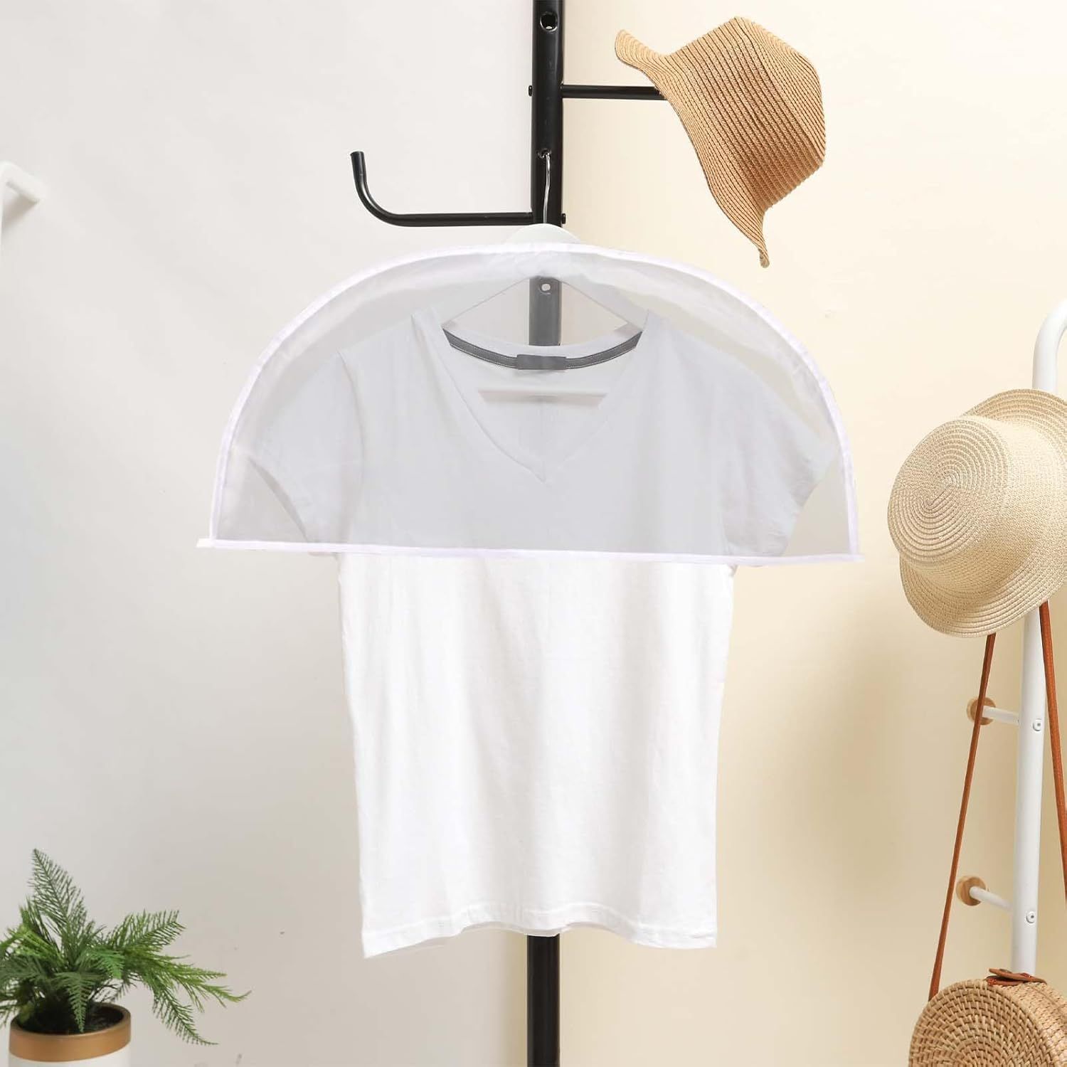 4 Pack Clear Clothing Hanger Shoulder Covers for Clothes Breathable Plastic Gusseted Garment Shoulder Dust Cover Bags Protectors for Hanging Clothes, Suit — image 6