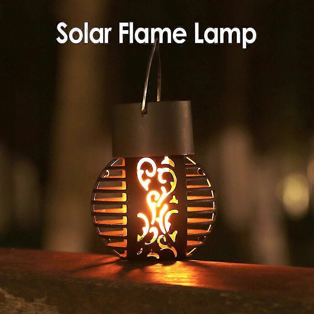 6 Led Solar Powered Flickering Flame Light Hanging Lantern Lamp Garden Decor โ image 5