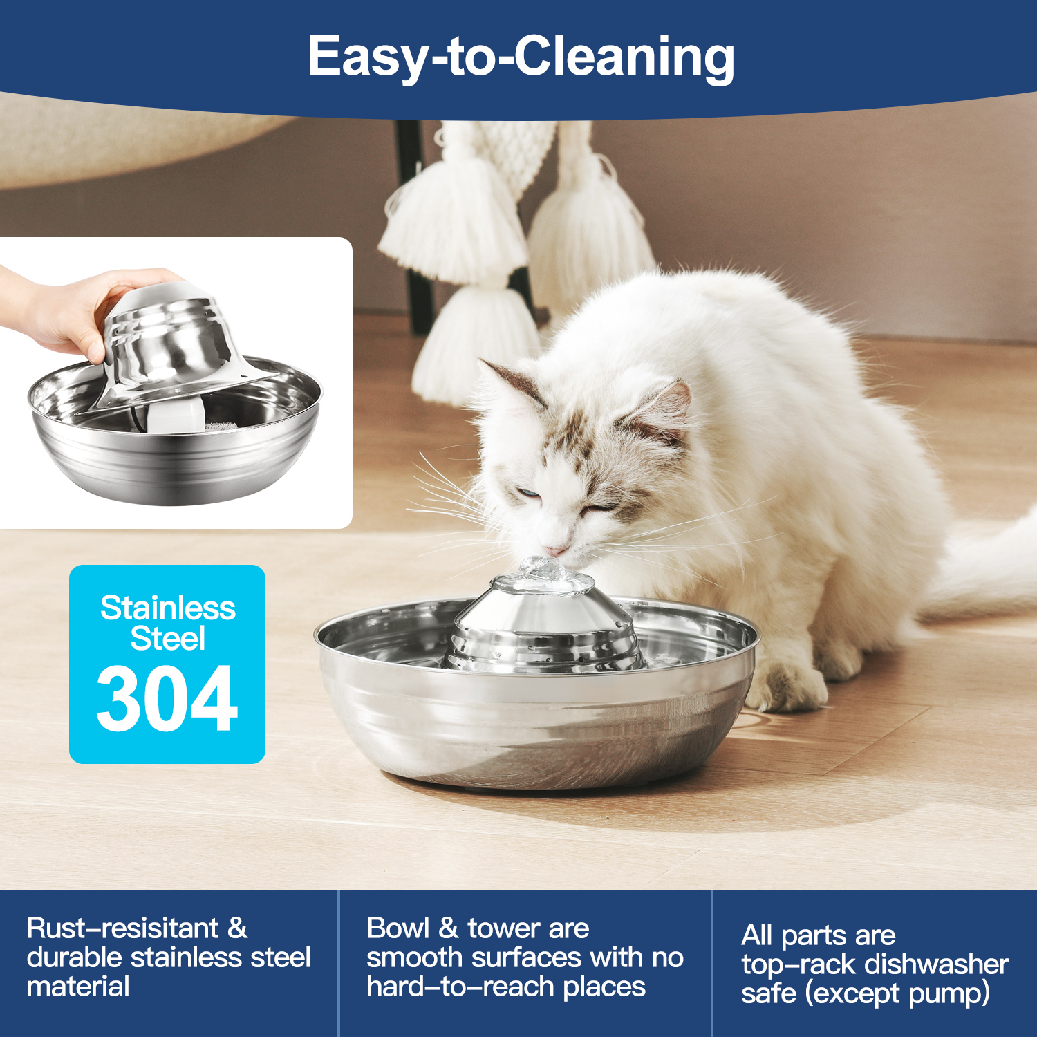 YES4PETS 2L Automatic Electric Pet Water Fountain Dog Cat Stainless Steel Feeder Bowl Dispenser — image 5