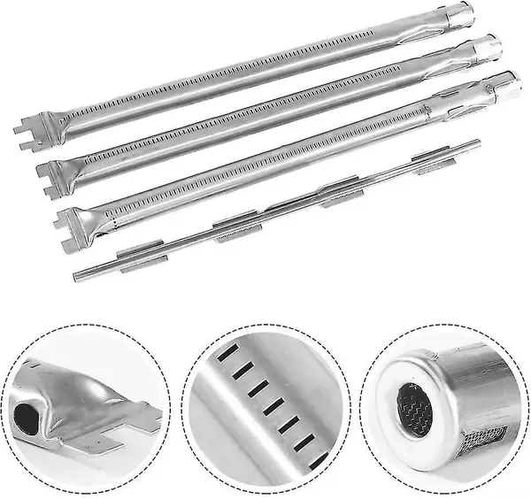 4 Piece Stainless Steel Gas Grill Burner Tube Set with 3 Burners and Crossover Tube for Weber Spirit 300 Series, 46 cm, Silver — image 2