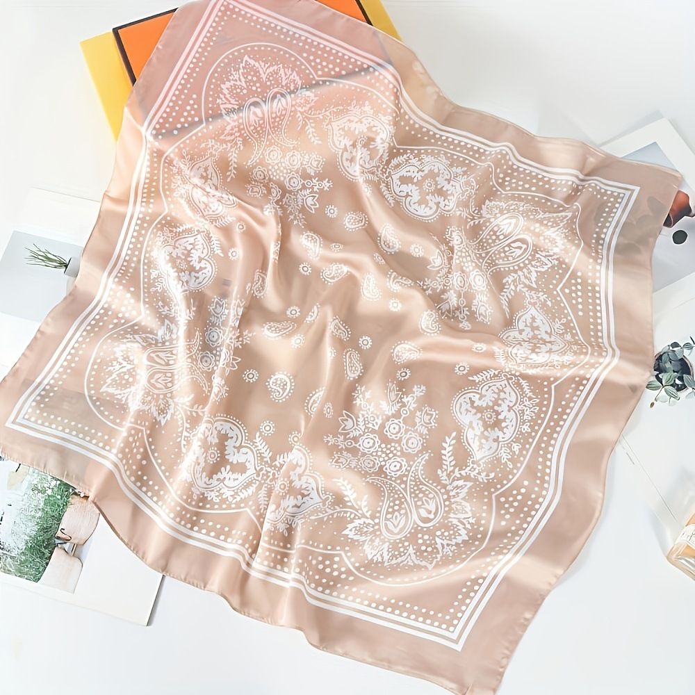 Bohemian White Women's 70cm Square Scarf - Bohemian Paisley & Vintage Print Collection - Lightweight Satin Feel, Versatile Neck Tie, Head Wrap, Bag Accent — image 4