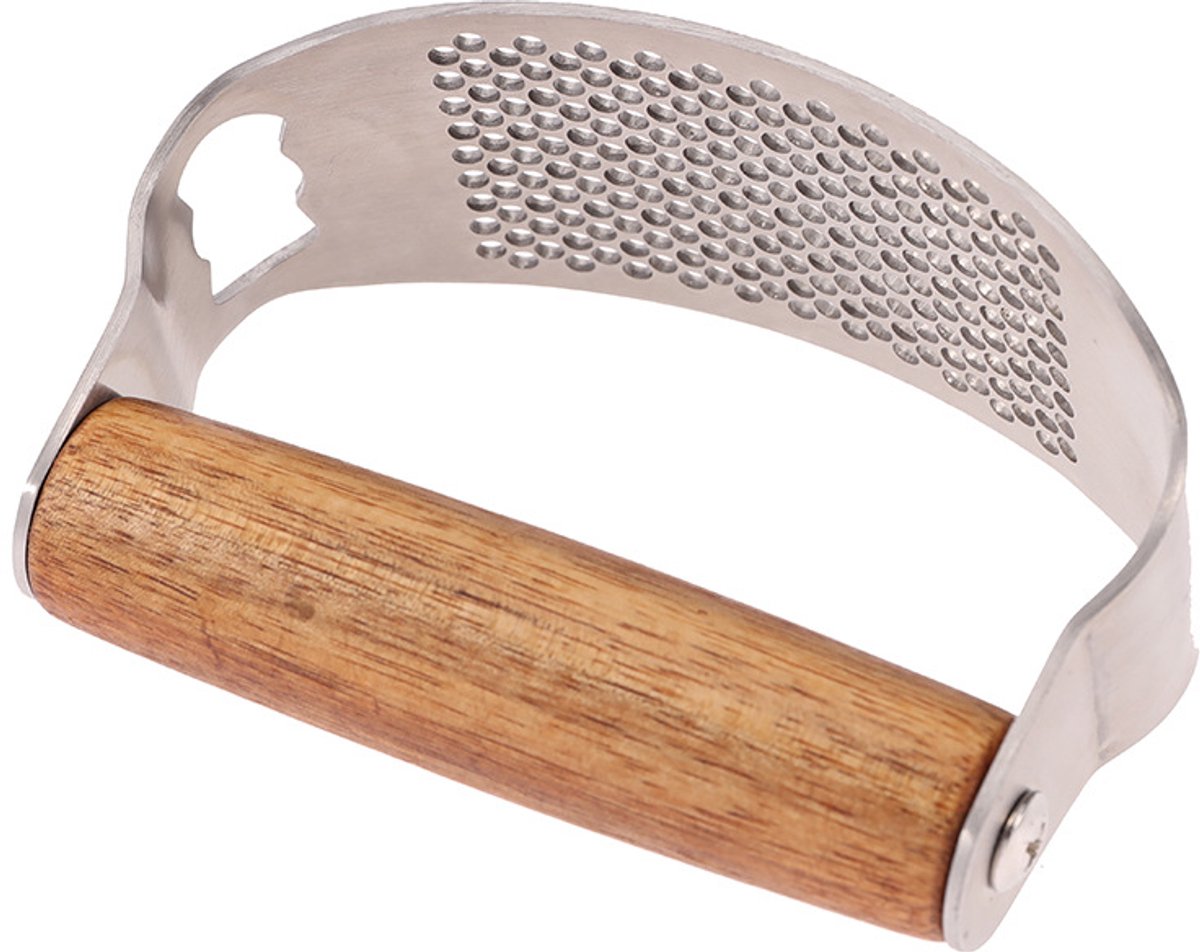 Garlic Press - Stainless Steel Cup - Dishwasher Safe - Garlic Press with High-Quality Wooden Handle - Ergonomic Handle for Garlic Press - Garlic Chopper - 10 × — image 4