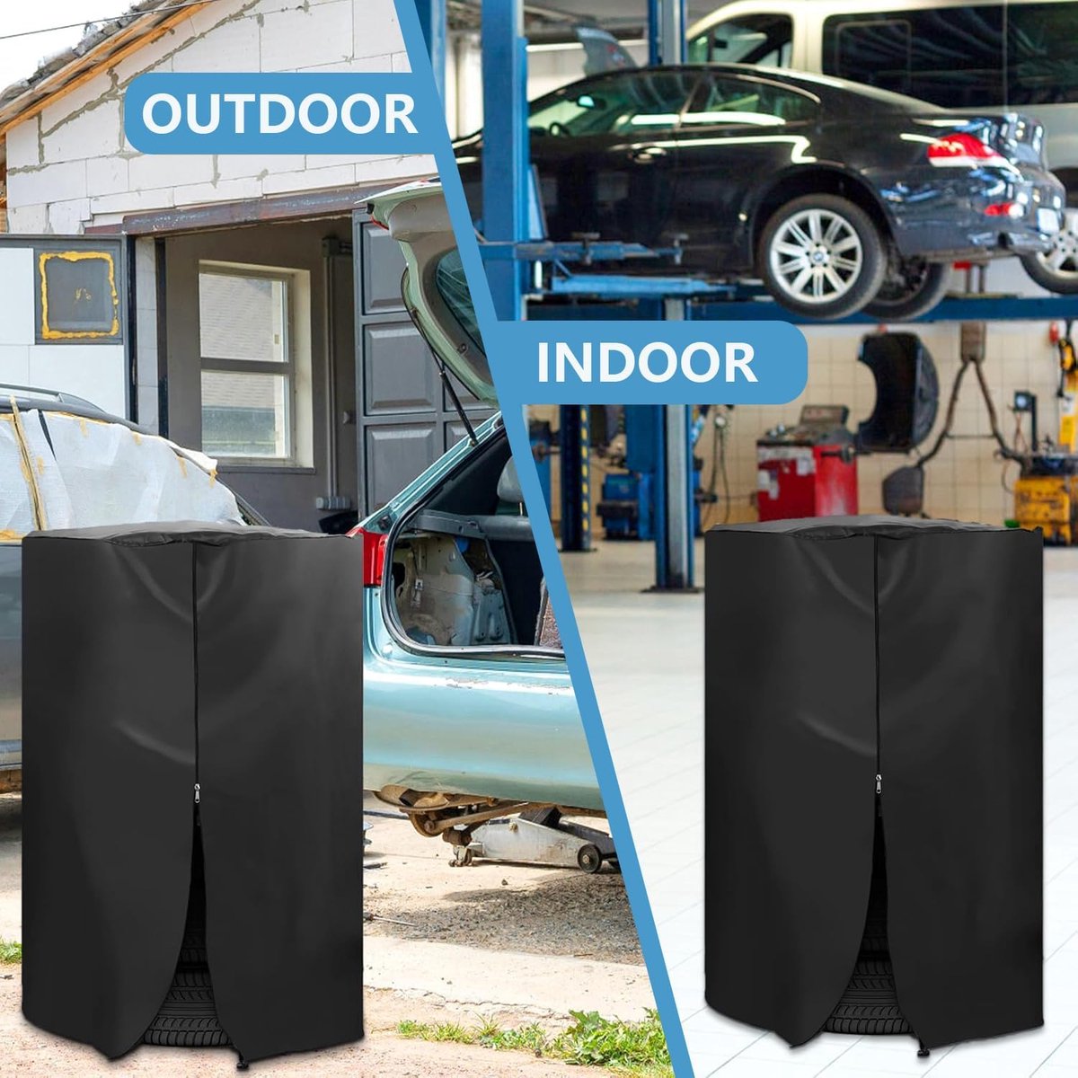 Tire cover - 1 piece - For 4 tires - Tire storage - 420D - 73*110cm - Car tire bag - Cover for car tires - Waterproof - Sun protection - Dustproof - Car tire — image 2