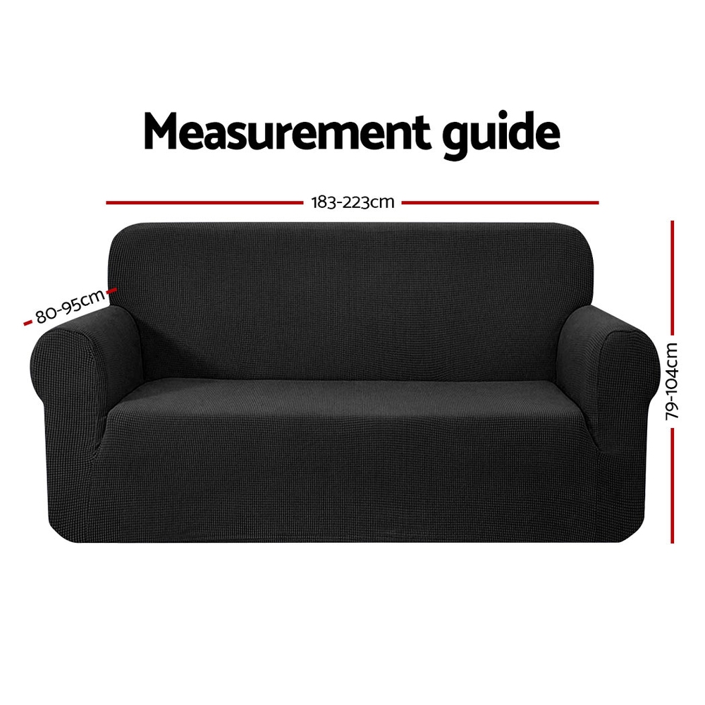 Artiss Sofa Cover Couch Covers 3 Seater High Stretch Black — image 2