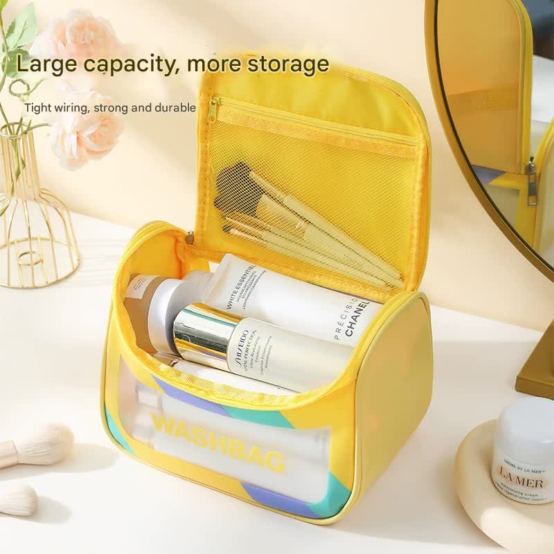 PVC Transparent Cosmetic Bag, Waterproof Portable Travel Organizer with Handle(Green) โ image 2