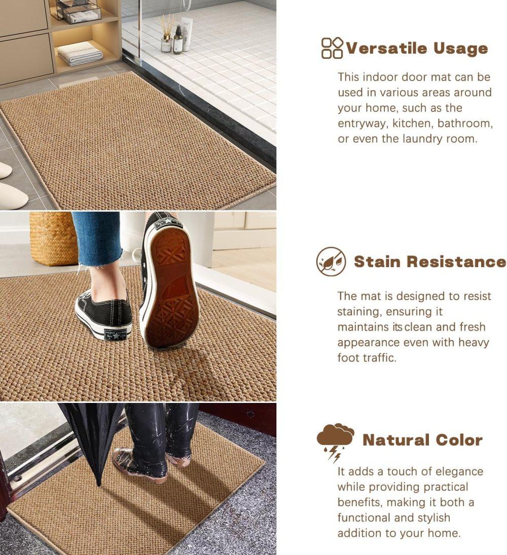 Brown Jute Doormat for Indoor and Outdoor Use Non-Slip Dust-Resistant Quick-Absorbing, 60x90cm — image 3