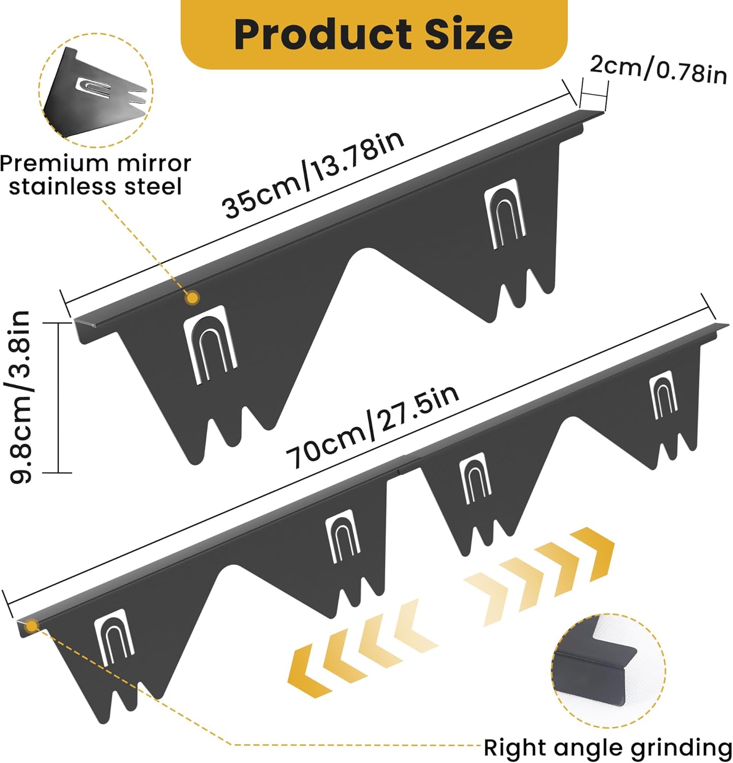 Stainless Steel Stove Gap Covers - 304 Stove Gap Filler, Easy retractable Length 13.8" to 27.5", Width 0.79", Heat Resistant Guard Between Stove Top & Counter โ image 3