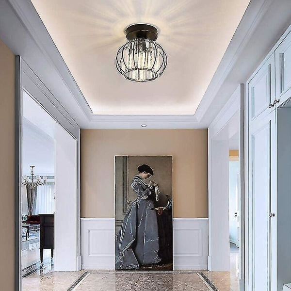 Modern Crystal Ceiling Light E27 LED Ceiling Lamp Mini Crystal Chandelier for Kitchen Dining Room Bedroom Hallway Entrance (Black)HYD โ image 2