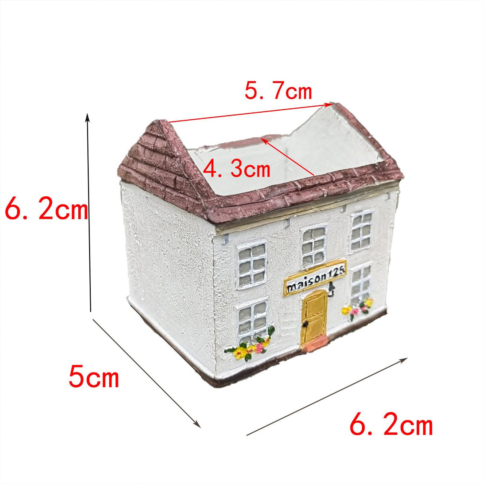 Mini House Square Cottage Planter - Vintage Resin Succulent Pot with Red Roof, Cute Cottage Garden Ornament for Desk, Patio, and Indoor Plant Display — image 6