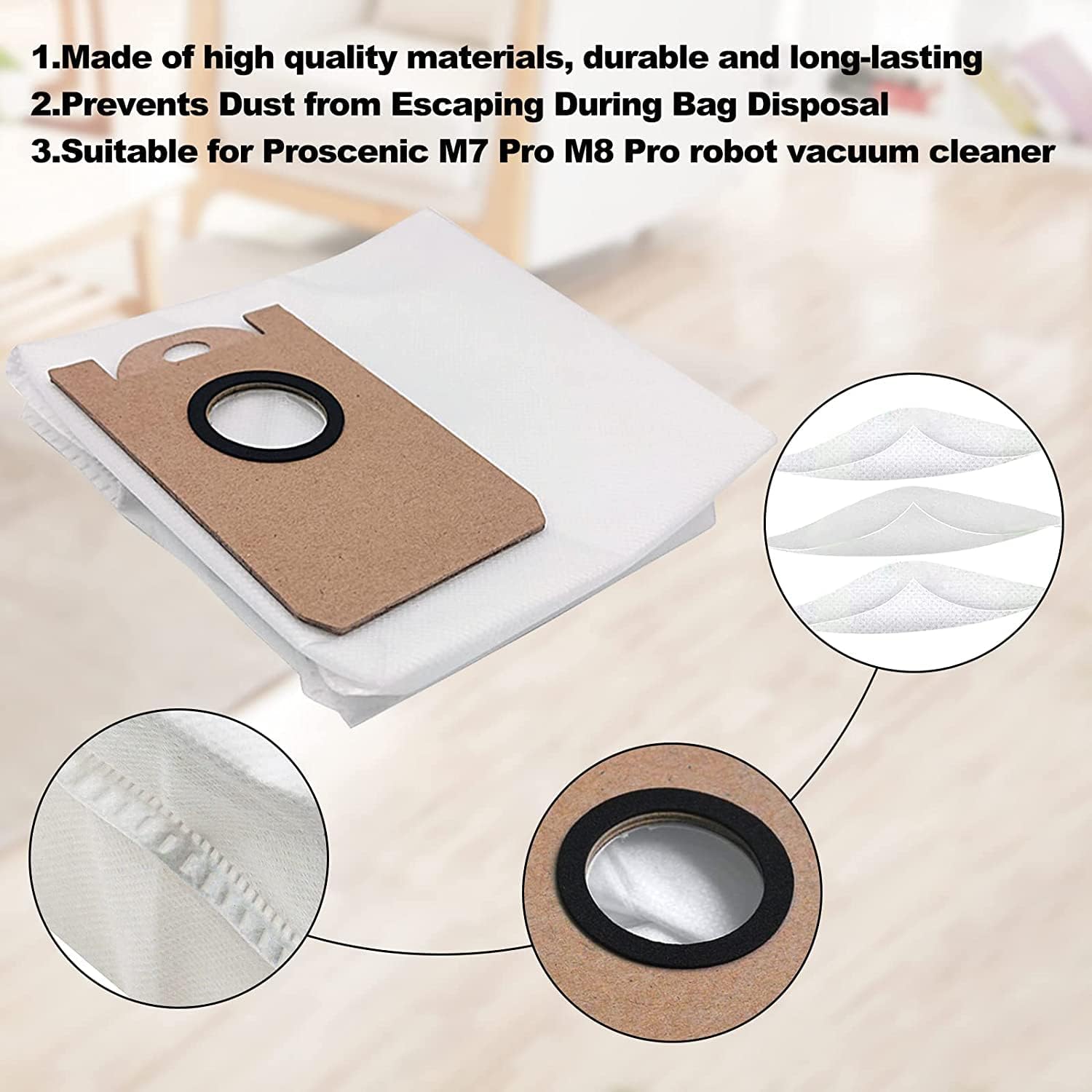 10 Pack Dust Bags for iHome AutoVac Nova S1 Pro, iHRVS1PRO-3BLK, iHRV6-BLK, iHRV7-SLK, iHRV13-BLK,iHRV14-BLK Robot Vacuum Replacement Accessory Parts — image 3