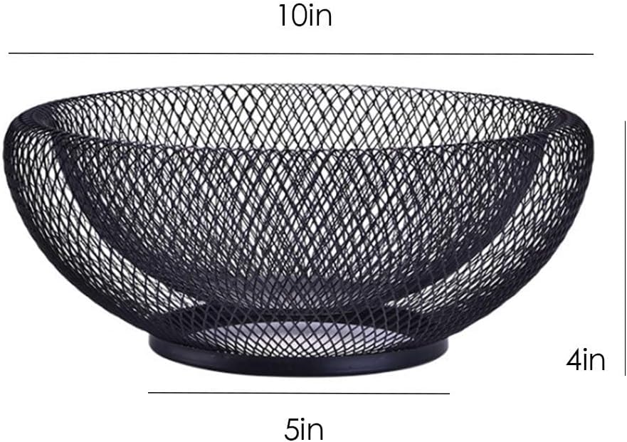 Fruit bowl - Mesh fruit bowl - Decorative fruit basket - Metal - Candy bowl - Suitable for kitchen, countertop, dining table, office - 10 inch (black) — image 4