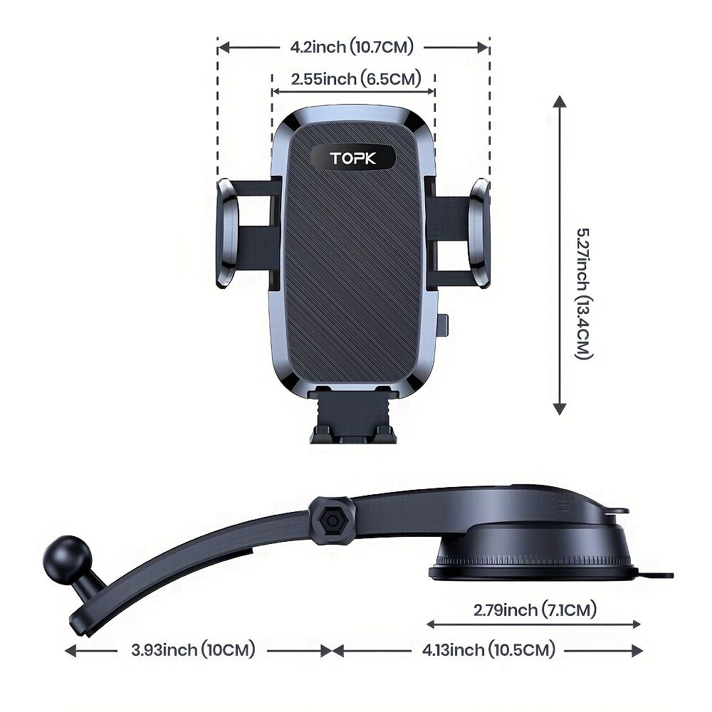 TOPK Car Phone Holder with Strong Suction and Adjustable Arm โ image 3
