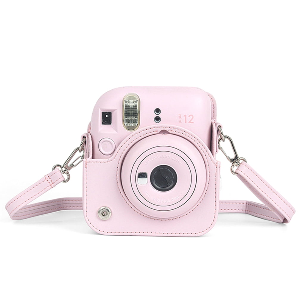 For Instax Mini 12 Camera Case PU Leather Soft Silicone Cover Bag for Fujifilm Polaroid Film Camera Bag w/Shoulder Strap Jasmine white — image 5
