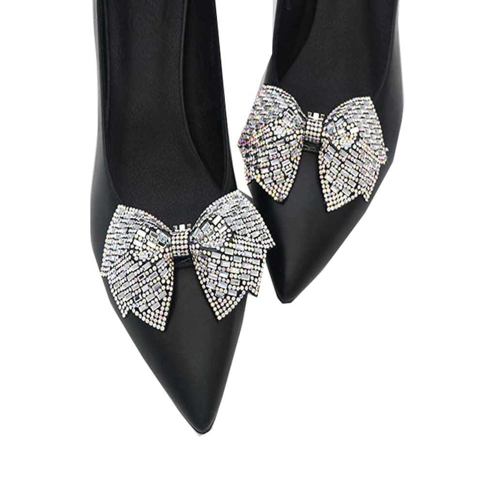 2Pcs Women Sparkle Bow Detachable Shoe Clips Removable Shoe Buckles Decorative Shoes Accessories for Wedding party โ image 2