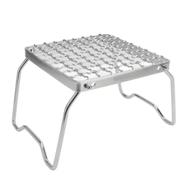 1 Piece Foldable Campfire Grill Stand, Stainless Steel Adjustable Mini Stove Rack for Camping, Picnics and BBQs, Silver, 16 × 16 cm — image 5