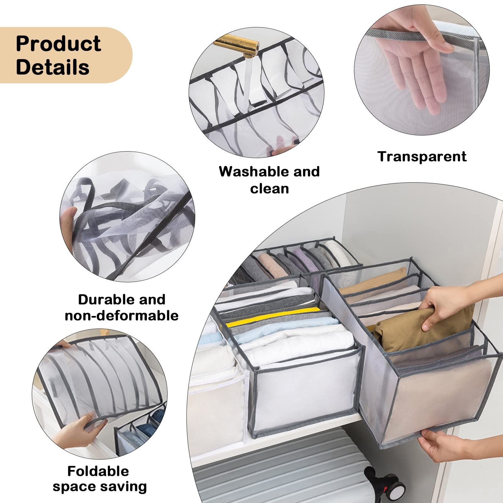 Wardrobe Clothes Organizer, Drawer Organizer for Clothing, Closet Organizers and Storage, Drawer Dividers for Mesh Separation — image 4