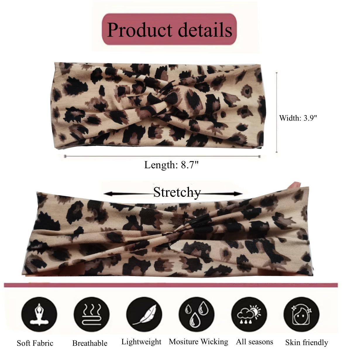 4Pcs Headbands for Women Boho Stretchy Fashion Headbands Fabric Twist Knotted Cloth Cute Thick Headband Head Wraps for Womens