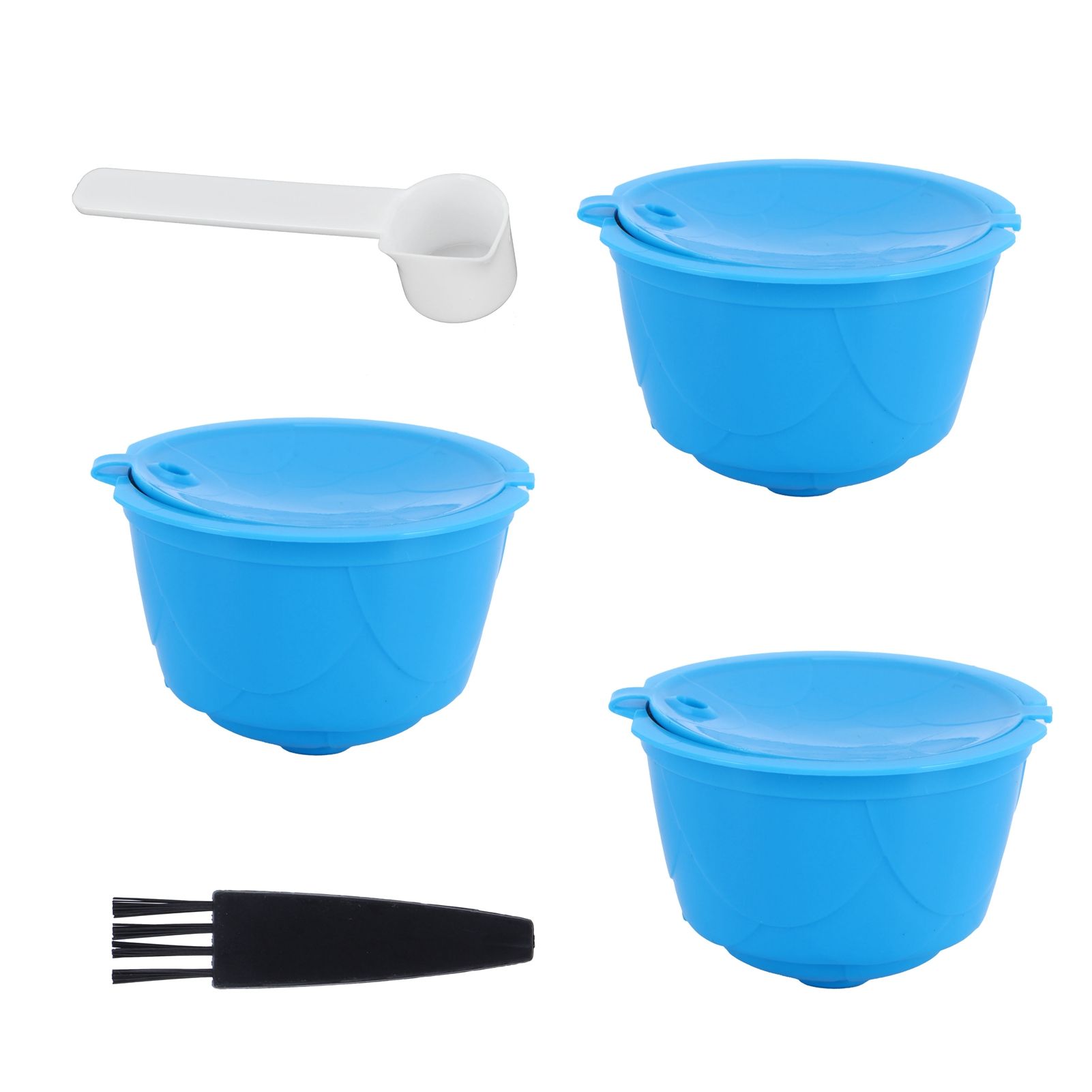 Refillable Coffee Capsule Filter Cup Kit Accessories for DOLCE GUSTO Coffee Machine(Blue 3 Capsules1 Spoon 1 Brush) — image 4