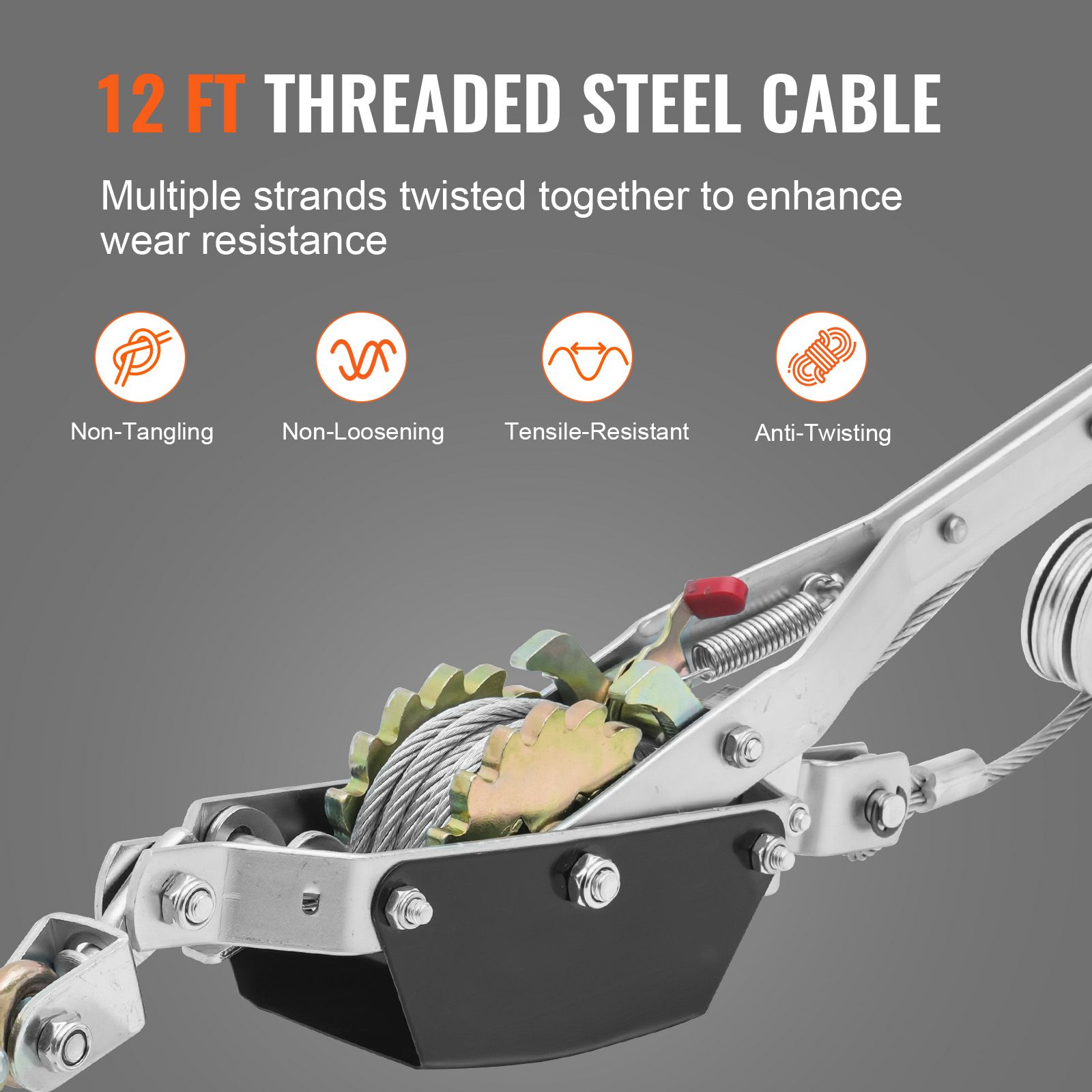 Power Puller Come Along Winch 2 Ton 4409 lbs Heavy Duty Pull Hoist 2 Hooks โ image 3