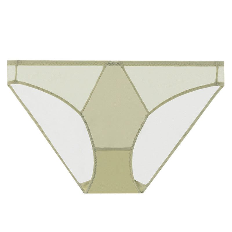 House Of Dasein Sexy Women's Underwear French Ultra-Thin Seamless Plus Size Panties With Cotton Crotch Lifting Low Waist Triangle Briefs - Light Green - S