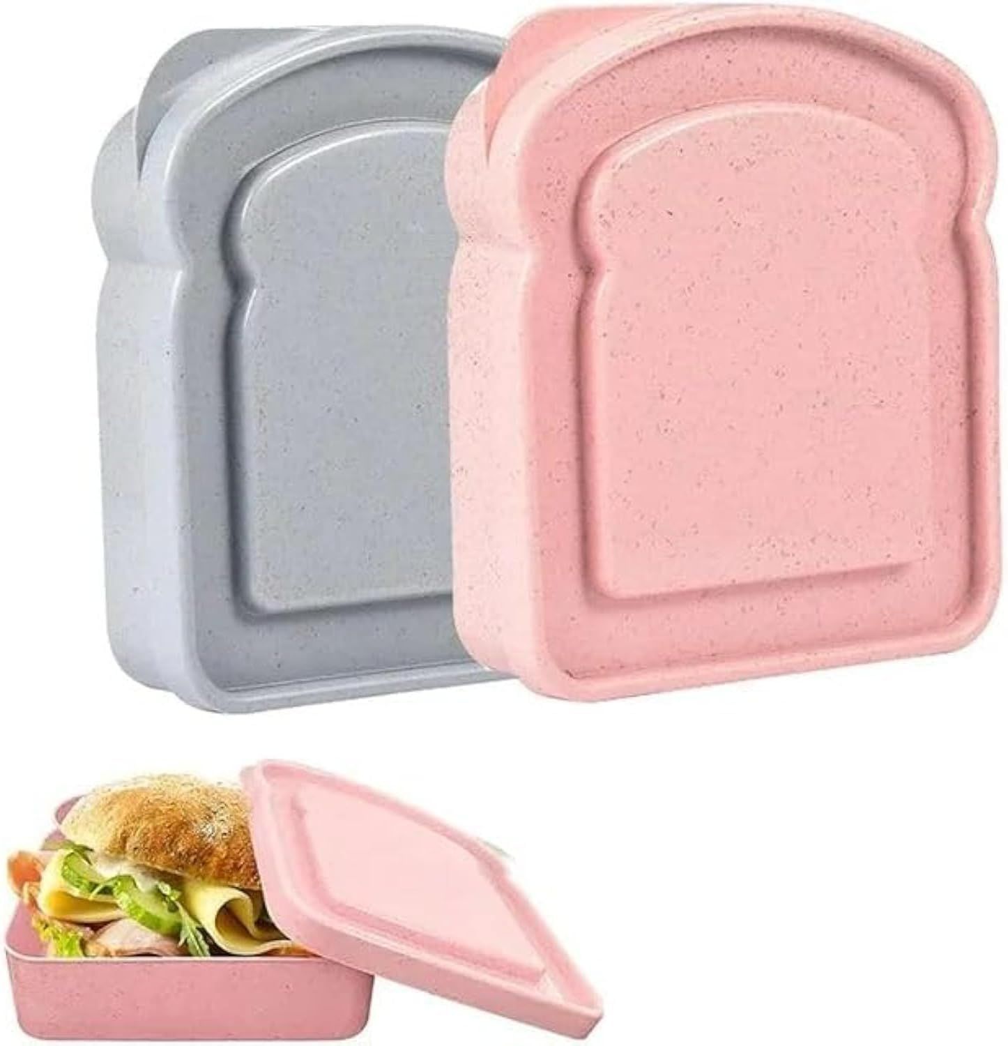 1Pc Random Color Sandwich Containers, Sandwich Box Food Storage Toast Shape Holder Plastic for Lunch, Sandwich Keeper for Adults Prep Microwave Food Containers